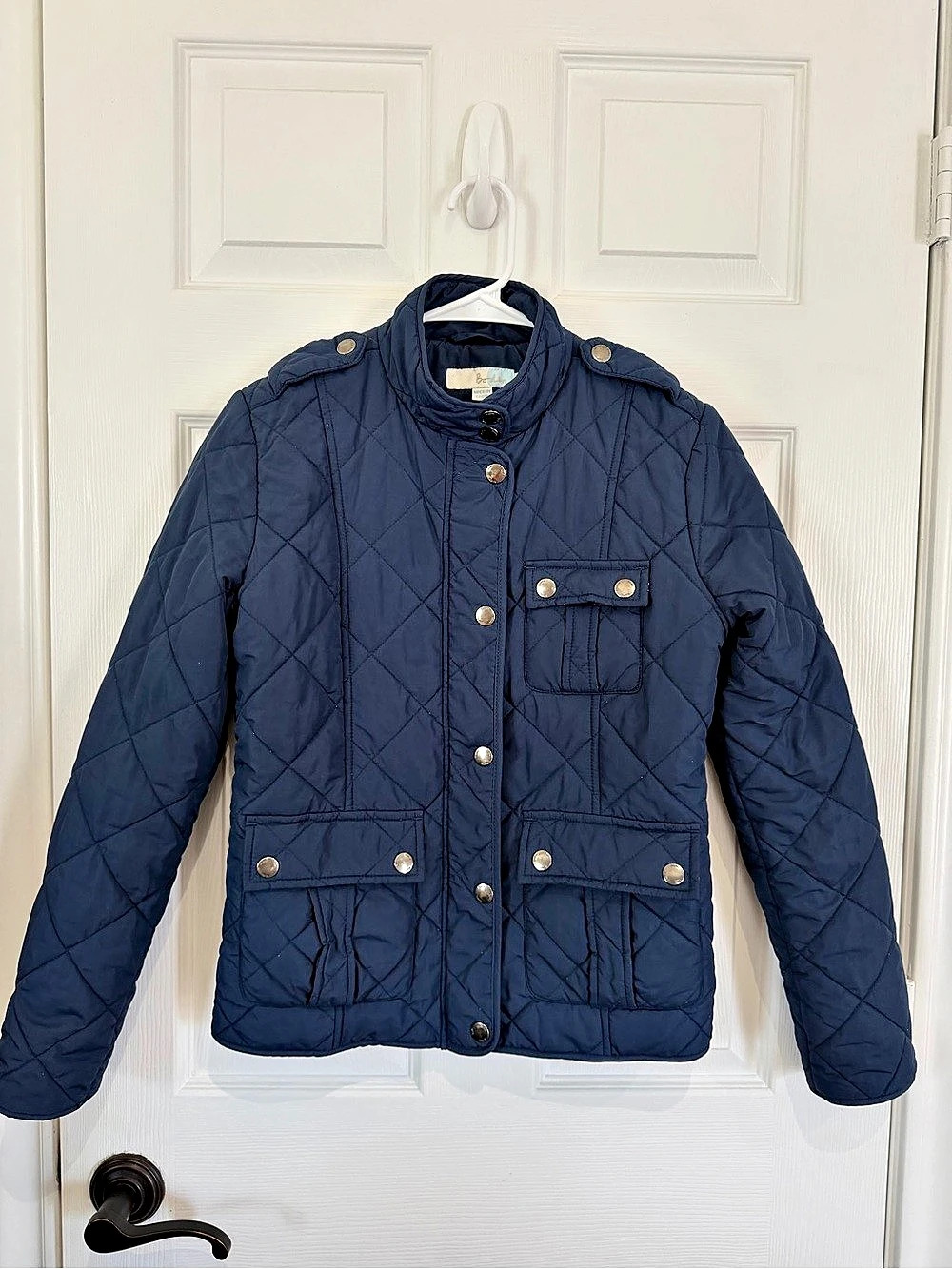 Boden Navy Diamond Quilted Utility Jacket Women’s US 4 UK 8 Printed Lining